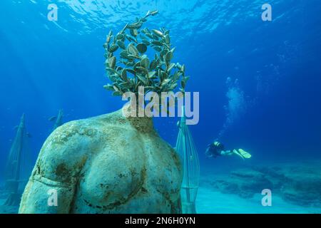Museum of Underwater Sculpture Ayia Napa (MUSAN), Art work sculptor Jason deCaires Taylor. Mediterranean Sea, Ayia Napa, Cyprus Stock Photo