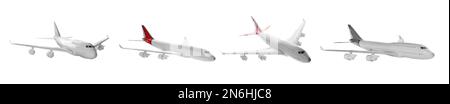 Set of toy airplanes isolated on white. Banner design Stock Photo