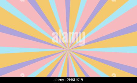 Groovy retro burst sun rays background. Vintage colorful abstract geometric pattern. Vector summer hippie carnival illustration for poster, flyer Stock Vector