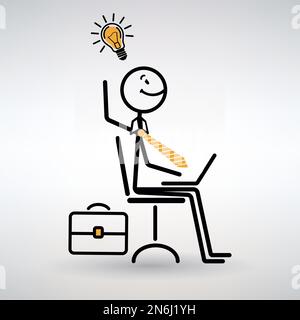 vector man came up with a genius idea while working Stock Vector