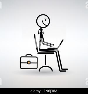 man looks at a computer screen on a light background Stock Vector
