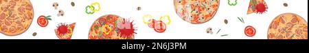 horizontal banner with appetizing pizza on a white background Stock Vector