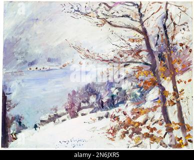 Lovis Corinth, Walchensee in Winter, landscape painting in oil on canvas, 1923 Stock Photo