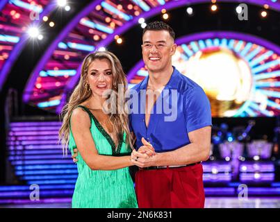 Helen Skelton and Kai Widdrington seen taking part in the 'Strictly Come Dancing: The Live Tour' launch photocall at the Utilita Arena in Birmingham, Stock Photo