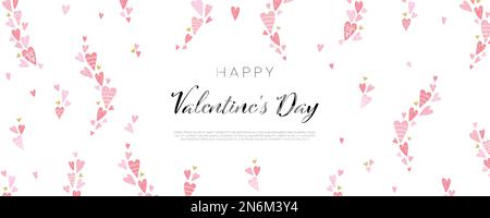 Cute hand drawn hearts pattern, lovely romantic background, great for Valentine's Day, Mother's Day, textiles, wallpapers, banners - vector design Stock Vector