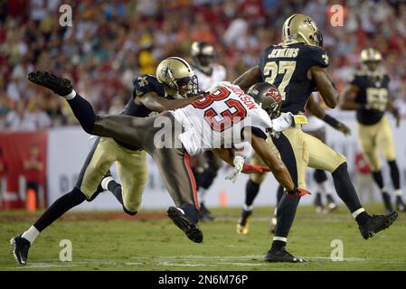 Tampa Bay Buccaneers cornerback Keenan Isaac (16) covers a kick during an NFL  preseason football game against the Pittsburgh Steelers, Friday, Aug. 11,  2023, in Tampa, Fla. (AP Photo/Peter Joneleit Stock Photo - Alamy