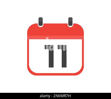 Simple calendar with date 11 day eleven logo design. Calendar icon flat day 11. Reminder symbol. Event schedule date. Meeting appointment time vector Stock Vector