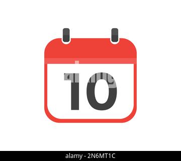 Simple calendar with date 10 day ten logo design. Calendar icon flat day 10. Reminder symbol. Event schedule date. Meeting appointment time vector. Stock Vector