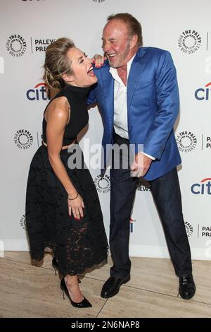 From left, actors Maggie Lawson and James Caan arrive at the