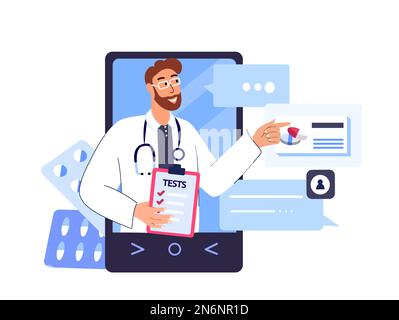 Online medical consultation,e-health concept.Smart Service Technology,Remote doctor ,virtual communication on Smartphone screen.Healthcare web service Stock Photo