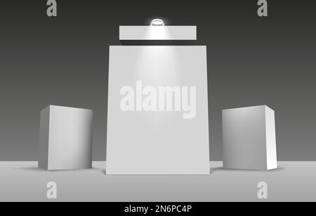 Scene presentations board, table white display. Vector illustration Stock Vector