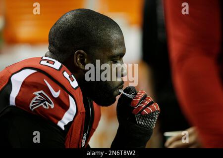 Atlanta Falcons linebacker Brian Banks (53) waits for a play against the  Jacksonville Jaguars during the