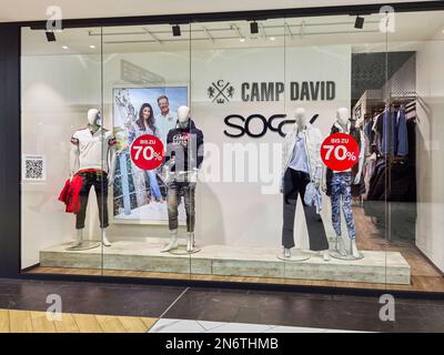 Berlin, Germany - February 2, 2023: Front view of a store in the Gropius Passagen shopping mall in Berlin. Stock Photo