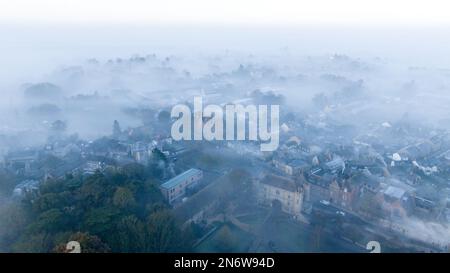 Picture dated February 6th shows Ely Cathedral in Cambridgeshire,known as the Ship of the Fens, shrouded in fog on  Monday  morning.  Majestic Ely Cat Stock Photo