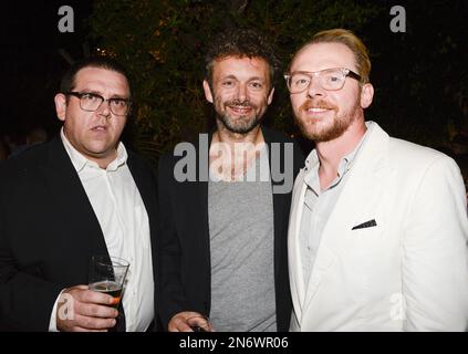 Actor Michael Sheen, left, and actor Simon Pegg attend the after party ...