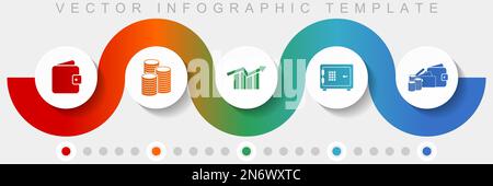 Banking infographic vector template with icon set, miscellaneous icons such as wallet, money, diagram and safe for webdesign and mobile applications Stock Vector