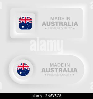 Made in Australia neumorphic graphic and label. Element of impact for the use you want to make of it. Stock Vector