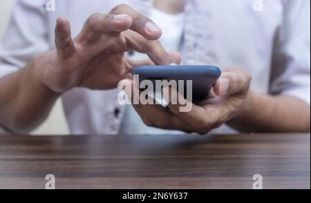 Age of technology People's, Use of technology in the modern era, Interconnection by internet network, Communication with the Internet, Hand man using Stock Photo