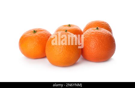 Fresh tangerines on white background. Citrus fruit Stock Photo