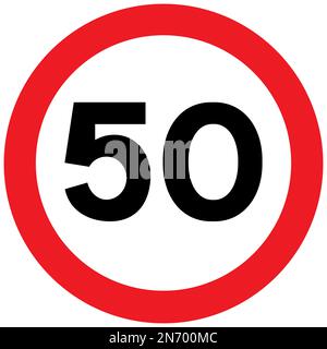 Maximum speed limit of 50 miles per hour British road sign Stock Photo