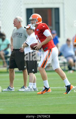 Cleveland quarterback Brandon Weeden, right, is hit by Buffalo defensive  end Mario Williams at Cleveland Browns Stadium on Sunday, September 23,  2012, in Cleveland, Ohio. The Buffalo Bills defeated the Cleveland Browns