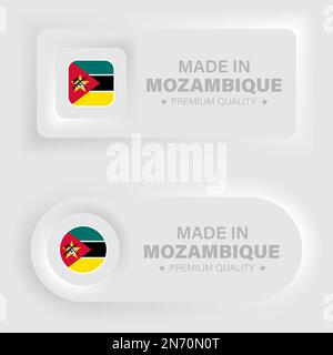 Made in Mozambique neumorphic graphic and label. Element of impact for the use you want to make of it. Stock Vector