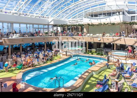 Skydome with closed retractable roof on P&O Arvia cruise ship, Lesser Antilles, Caribbean Stock Photo