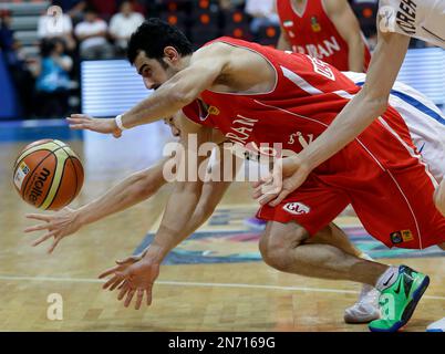 South Korea's Cho Sung-min (9) is fouled by Taiwan's Tseng Wen