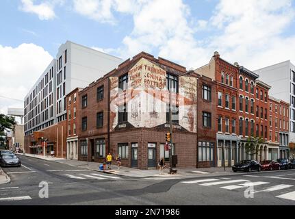 Philadelphia, Pennsylvania, USA. A street corner in the Old City of Philadelphia. Corner of Arch Street and Second Street. | Stock Photo