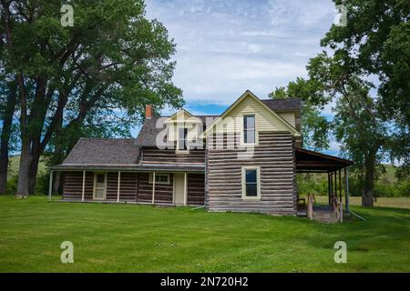 Pryor, MT, USA, Jun 24, 2022: Chief Plenty Coups State Park, former home of the last Crow Chief is a travel desination located near Billings. Pictured Stock Photo