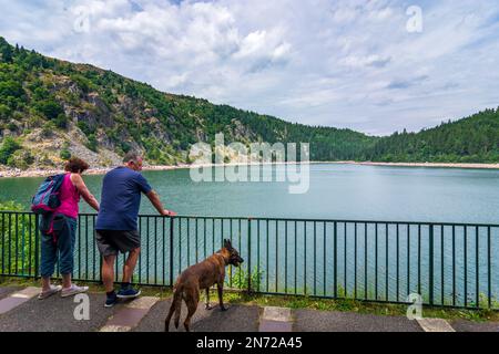 Vosges (Vogesen) Mountains, lake Lac Blanc (Weißer See, White Lake) in Alsace (Elsass), Haut-Rhin (Oberelsass), France Stock Photo
