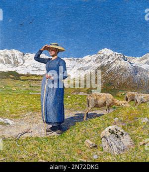 Giovanni Segantini. Painting entitled 'Midday in the Alps (Mittag in den Alpen)' by the Italian painter, Giovanni Segantini (1858-1899), 1891 Stock Photo