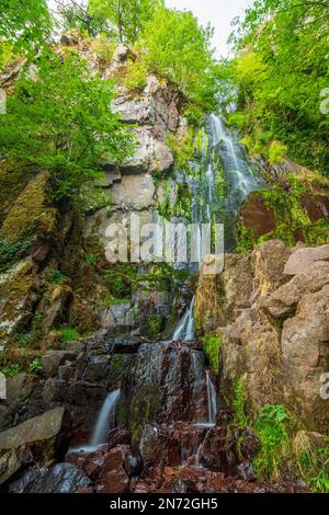 Vosges (Vogesen) Mountains, Nidecker Waterfall (Cascade du Nideck) in Alsace (Elsass), Bas-Rhin (Unterelsass), France Stock Photo