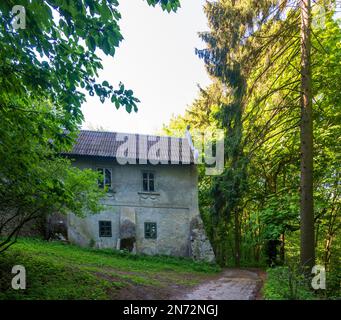 Plavecky Mikulas (Blasenstein-Sankt Nikolaus), house Mon Repos in Male Karpaty (Little Carpathians), Slovakia Stock Photo