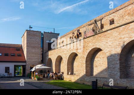 Trnava (Tyrnau), city wall, restaurant in Slovakia Stock Photo