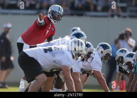 Cam Newton, the Carolina Panthers' top draft pick, arrives at Bank