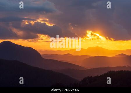 Sulovske skaly (Sulov Rocks), Javornik Mountains, sunset in Slovakia Stock Photo