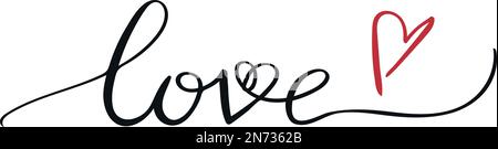 Love. Love card with hand drawn lettering. Handwriting. Valentine. Vector art Stock Vector