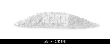 Pellets of ammonium nitrate on light grey background. Mineral fertilizer Stock Photo