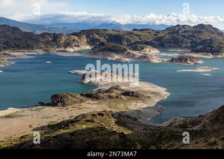 Beautiful Laguna Verde near Chile Chico in the morning, Traveling Chile on the Carretera Austral Stock Photo