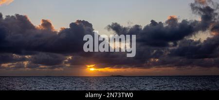 Sunrise over the ocean near Mahébourg, Mauritius Island, Africa Stock Photo