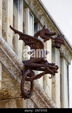 A flag holder made of rusted metal on a house in Asolo Stock Photo