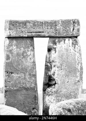 Black and White Photograph, Stonehenge, Standing Stones, Sainsbury, Wiltshire, England, UK, GB. Stock Photo