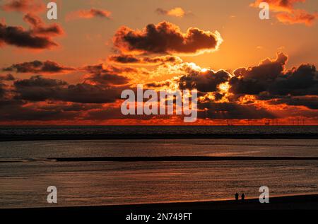 Sunset on the island of Borkum Stock Photo