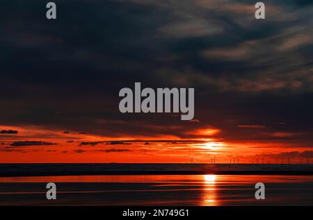 Sunset on the island of Borkum Stock Photo