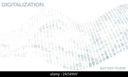 Digitalization. Digital binary data flow by ones and zeros. Vector graphics Stock Vector