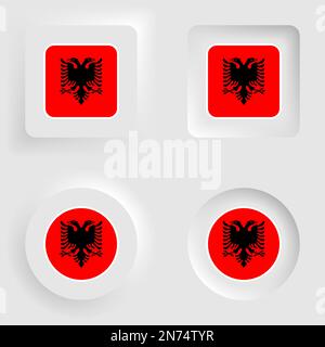 Albania neumorphic graphic and label set. Element of impact for the use you want to make of it. Stock Vector