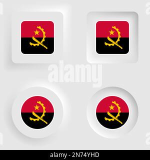 Angola neumorphic graphic and label set. Element of impact for the use you want to make of it. Stock Vector