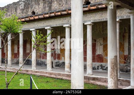 Oplontis, Italy, Beautiful facade of the famous Villa Oplontis near Pompeii, Southern Italy Stock Photo