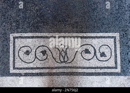 Herculaneum, Italy, Ornate floor painting in the house of the Tuscan Colonnade, Italy Stock Photo